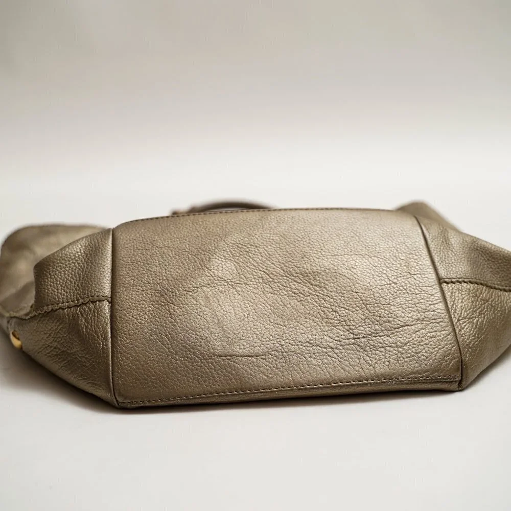 Emma Fox Metallic Hobo Bag With Gold Tone Studs